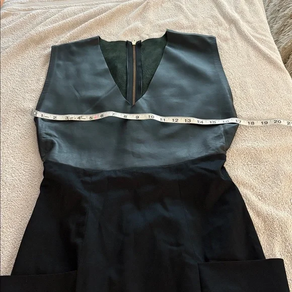 Sandra Weil stunning black dress w/ leather on top & wide pockets. Worn once - Picture 11 of 15